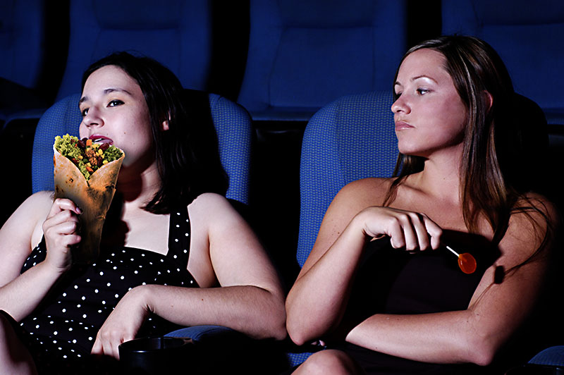 eating in a cinema hall